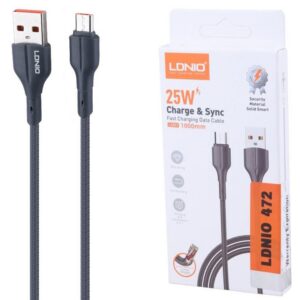 کابل شارژ میکرو یو اس بی فست شارژ 25 وات الدینیو LS851 طول 1 متر (ارسال رایگان)