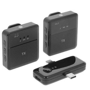 میکروفون حرفه ای تولید محتوا یقه ای بی سیم دو میکروفونه مدل F15-2 (ارسال رایگان سریع)