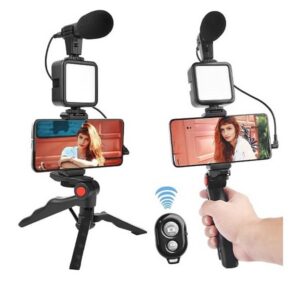 کیت تولید محتوا فیلمبرداری خبرنگاری و لرزش گیر با میکروفون و پایه نگهدارنده مدلVideo Making Kit AY-49(ارسال رایگان سریع)
