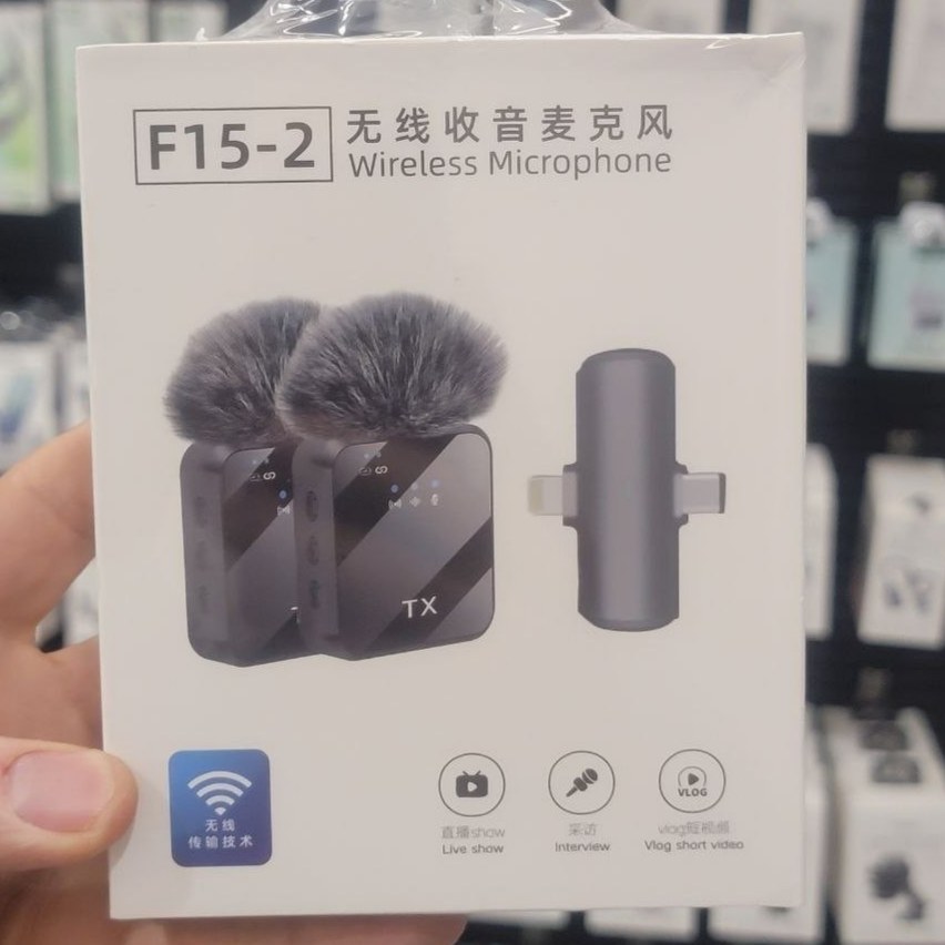 میکروفون حرفه ای تولید محتوا یقه ای بی سیم دو میکروفونه مدل F15-2 (ارسال رایگان سریع) - تصویر 5