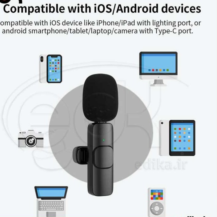 میکروفون تک بیسیم k8 یقه ای مدل k8 wireless microphone(برای ایفون و اندروید)( ارسال رایگان سریع) - تصویر 2