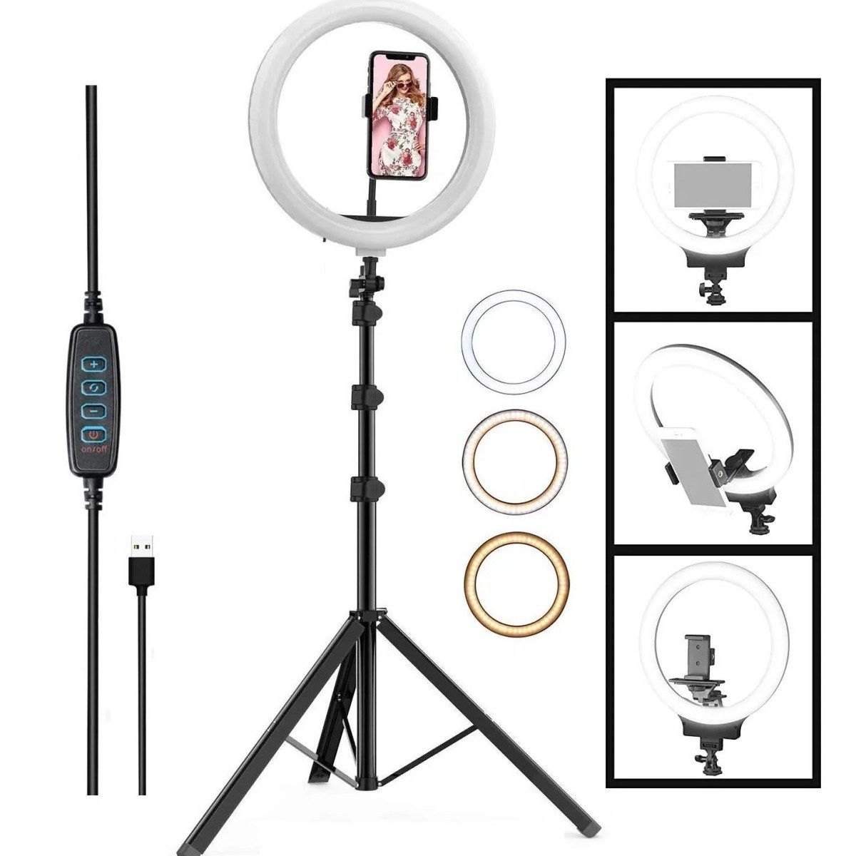 رینگ لایت 36 سانتیمتر 14 اینچ با سه پایه 170 سانتیمتری فلزی (ارسال سریع)